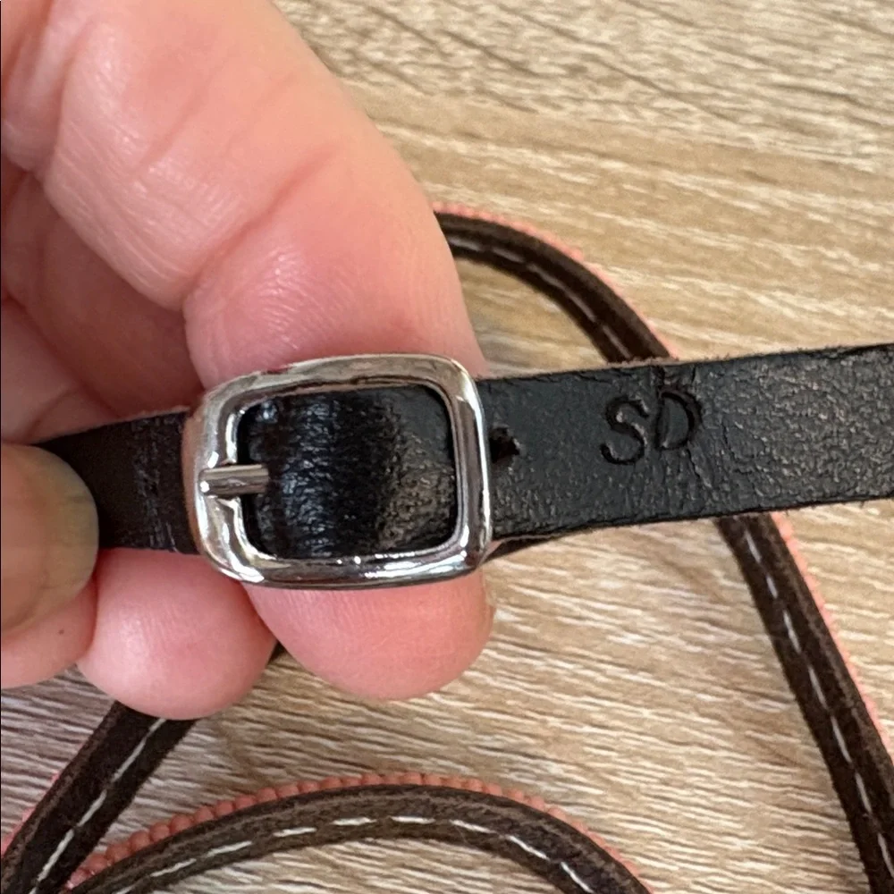 S&D Triple Wrap Brown leather coral seed bead Bracelet Adjustable buckle clasp